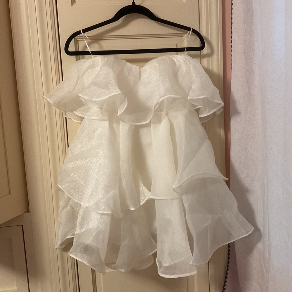 The Post - Lana White Ruffle Mini Dress - Medium